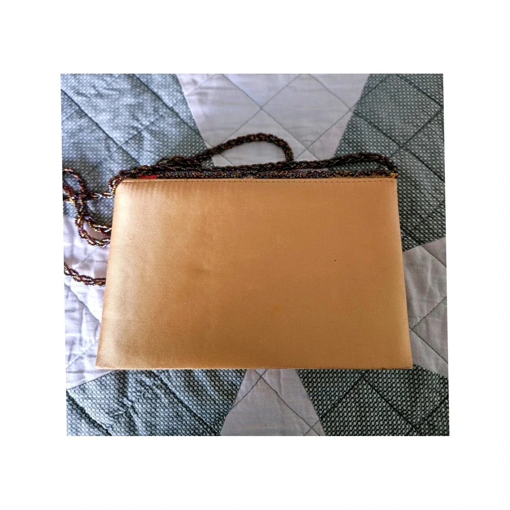 La Regale Beaded Crossbody Bag Women Small Gold Excellent Vintage Evening Clutch